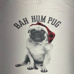 Old Navy Christmas BAH HUM PUG Easy Tee Size XS (oversized) - Cotton